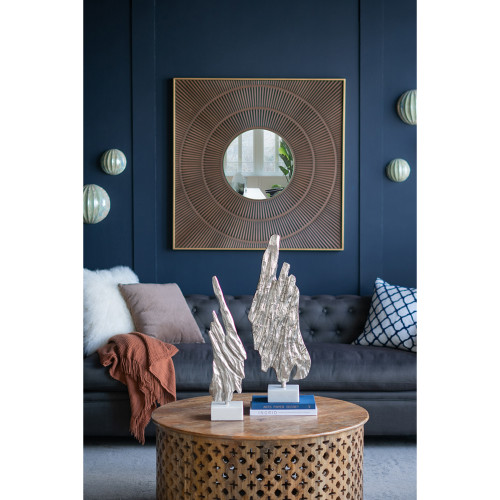 Tree Bark Statuaries with Marble Base - 27" - Silver - Set of 2 - IMAGE 1