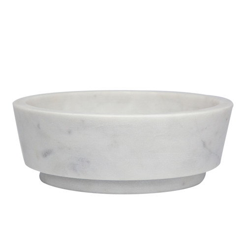 Round Marble Bowl - 7" - White - IMAGE 1
