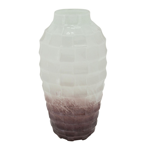 16" White and Pink Ombre Geometric Textured Vase - IMAGE 1
