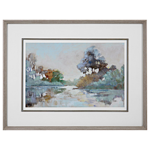Morning Lake Rectangular Framed Wall Art - 39.25" x 51.25" - IMAGE 1