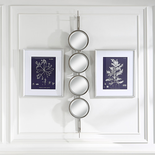 4-Round Beveled Wall Mirror - 59.75" - Silver - IMAGE 1