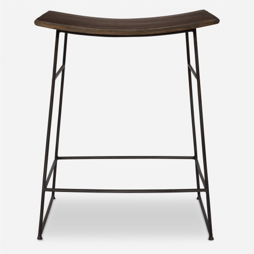 Scooped Seat Counter Stool - 26" - Brown and Black - IMAGE 1