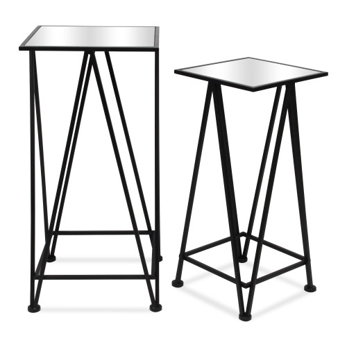 Mirrored Top Accent Tables - 26.25" - Black - Set of 2 - IMAGE 1