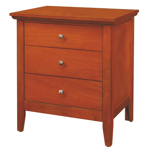 3-Drawer Oak Wooden Nightstand - 26" - Brown - IMAGE 1