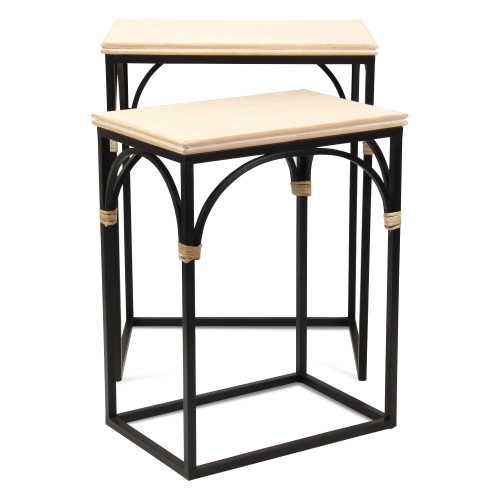 Rectangular Wooden Side Tables - 23.75" - Brown and Black - Set of 2 - IMAGE 1