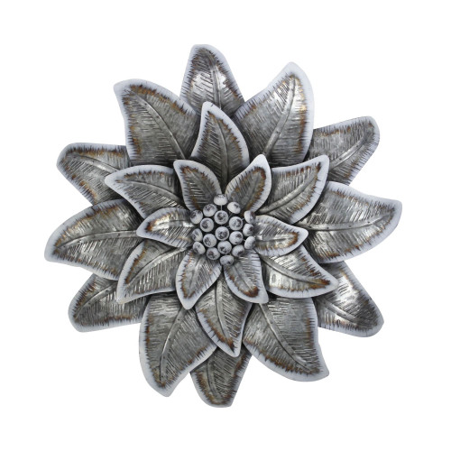 24.5" Gray and Silver Galvanized Flower with Buds Wall Decoration - IMAGE 1