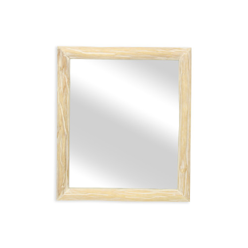 Handmade Rectangular Framed Wall Mirror - White - 20" - IMAGE 1