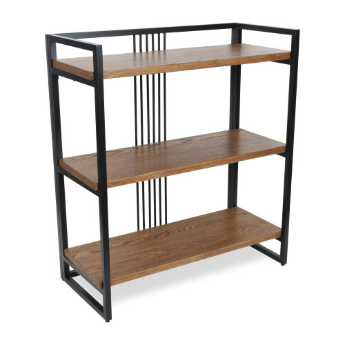 3-Tier Handmade Display Shelf - 34.5" - Brown and Black - IMAGE 1