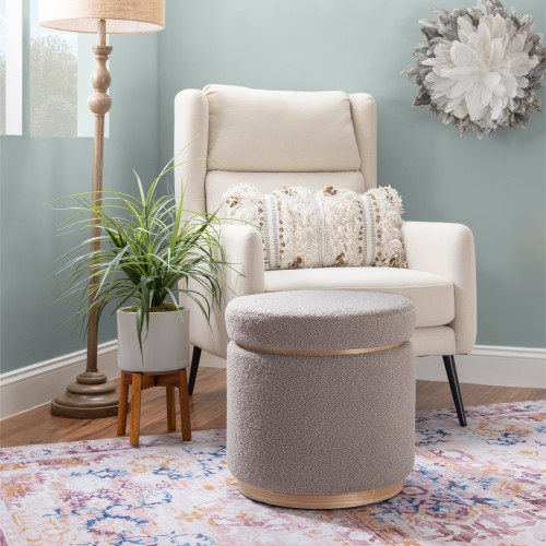 Sherpa Storage Pouf Ottoman - 18" - Gray - IMAGE 1