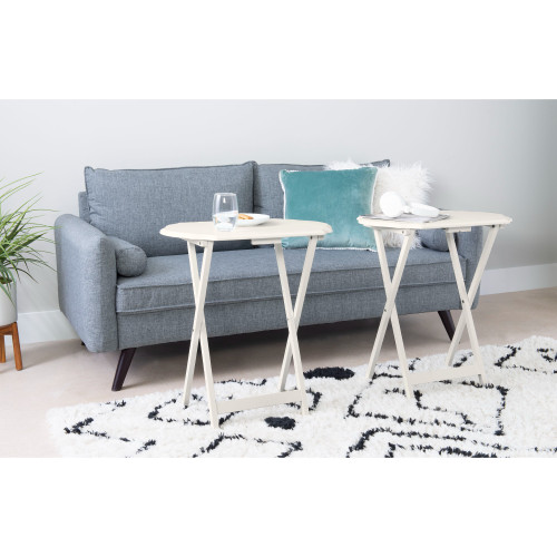 Routed Edge Foldable Snack Tray Tables - 26.25" - White - Set of 2 - IMAGE 1