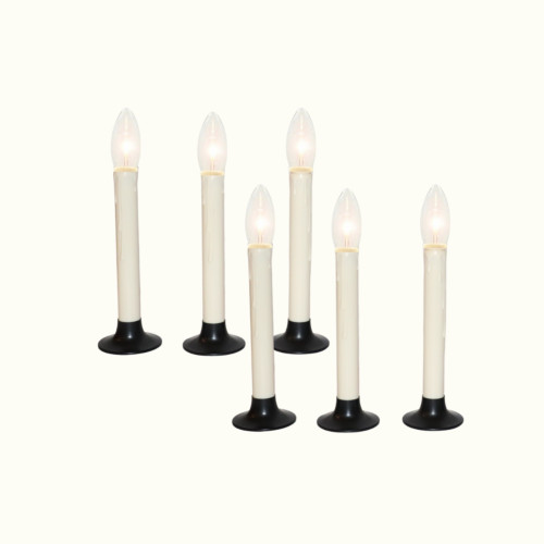 Lighted LED Window Candles with Timer - 9.25" - Cream and Black - Set of 6 - IMAGE 1