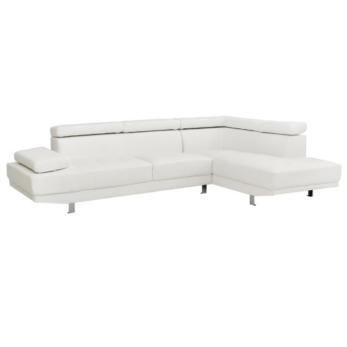 Adjustable Faux Leather L Shape Sectional Sofa - 109" - White - IMAGE 1