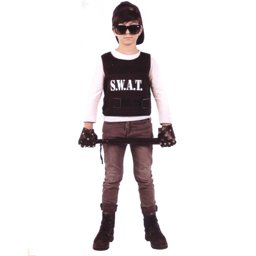 Black and White Swat Team Boy Child Halloween Costume - Small - IMAGE 1
