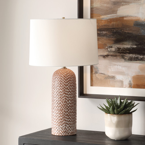 Porcelain Table Lamp with Tapered Shade - 28" - IMAGE 1
