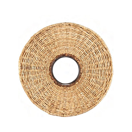 20" Rustic Wicker Basket Weave Round Wall Mirror - IMAGE 1