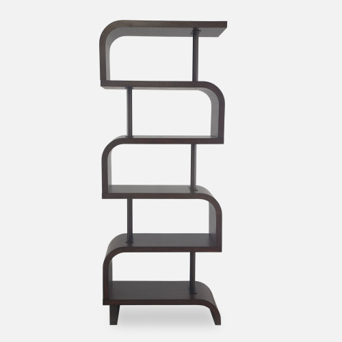 6-Tier Etagere Shelves with Curved Edges - 80" - Chocolate Brown - IMAGE 1