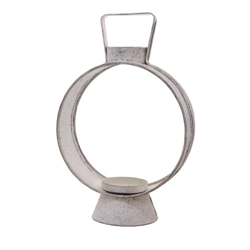 12" White And Gray Round Small Open Lantern - IMAGE 1