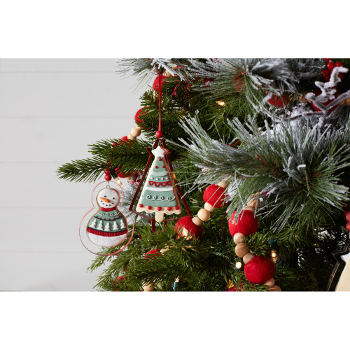 Glittered Tree and Snowman Cookie Cutter Christmas Ornaments - 4.25" - Set of 12 - IMAGE 1