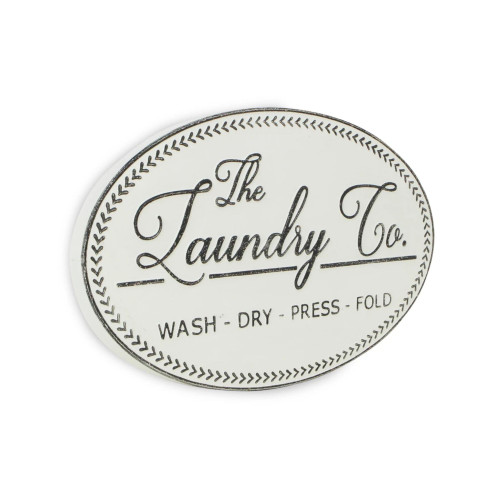 22" White and Gray Oval The Laundry Co Wall Sign - IMAGE 1