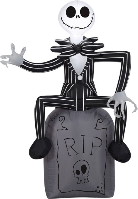 LED Lighted Inflatable Jack on Tombstone Outdoor Halloween Decoration - 42" - IMAGE 1
