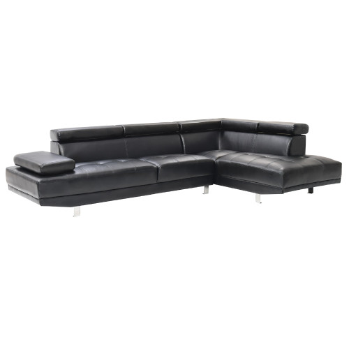 Adjustable Faux Leather L Shape Sectional Sofa - 109" - Black - IMAGE 1