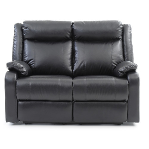 Faux leather 2-Seater Reclining Sofa - 55" - Black - IMAGE 1