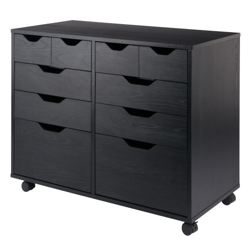 Mobile Storage Cabinet Set with Bins and Drawers - 32" - Black - IMAGE 1