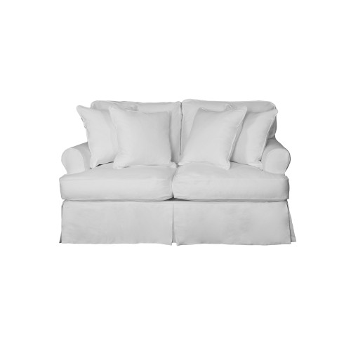 60" White Sunset Trading Horizon Slipcovered Loveseat - IMAGE 1