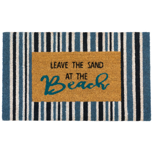 Natural Coir Leave the Sand at the Beach Striped Outdoor Doormat - 18" x 30" - IMAGE 1