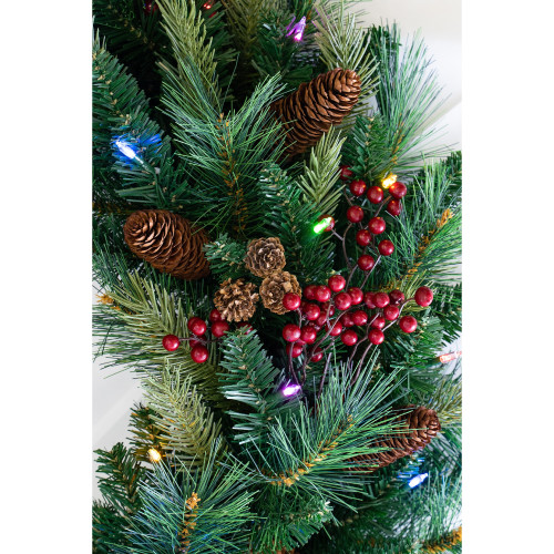 6' x 5" Pre-Lit Pinecone and Berry Artificial Christmas Garland, Warm White Lights - IMAGE 1