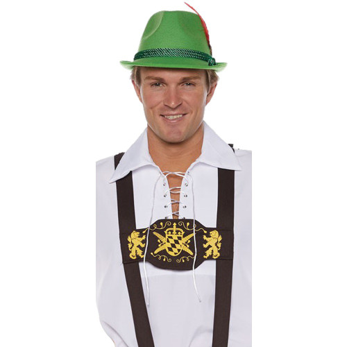 Brown and Yellow Lederhosen Men Adult Halloween Suspenders Costume Accessory - One Size - IMAGE 1