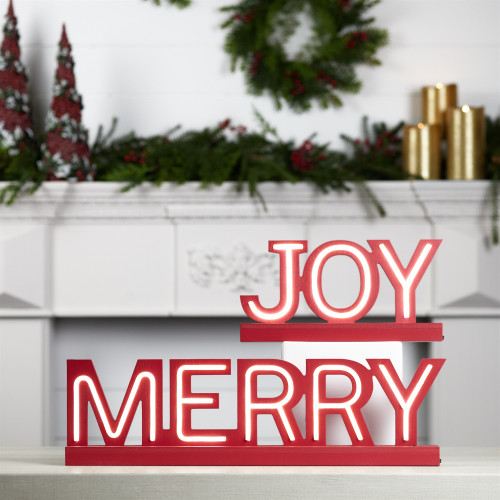 LED Lighted Joy and Merry Christmas Decorations - 24.25" - Set of 2 - IMAGE 1