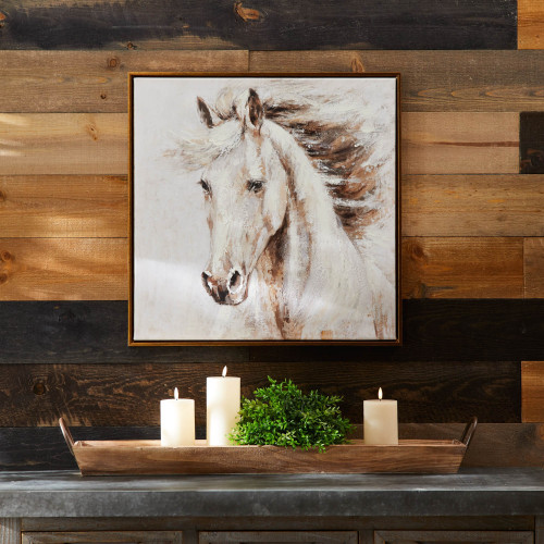 Painted Horse Head Framed Canvas Wall Art - 24" x 24" - IMAGE 1
