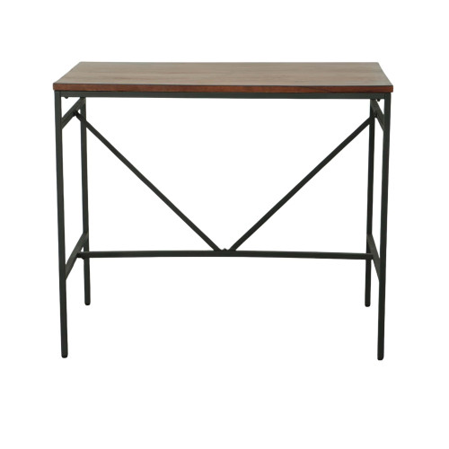 Rectangular Metal Frame Bar Table - 42" - Chestnut Brown and Black - IMAGE 1