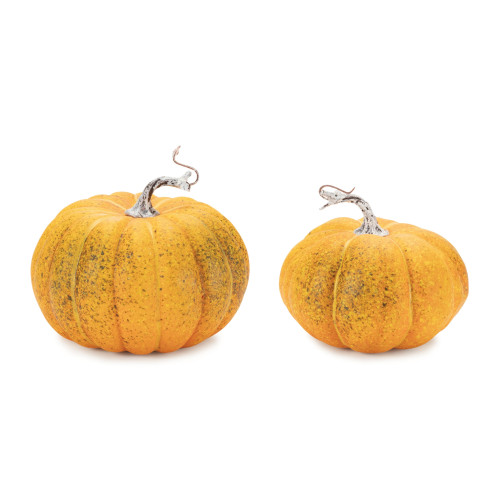 Speckled Pumpkin Fall Decorations - 7" - Orange and Green - Set of 2 - IMAGE 1