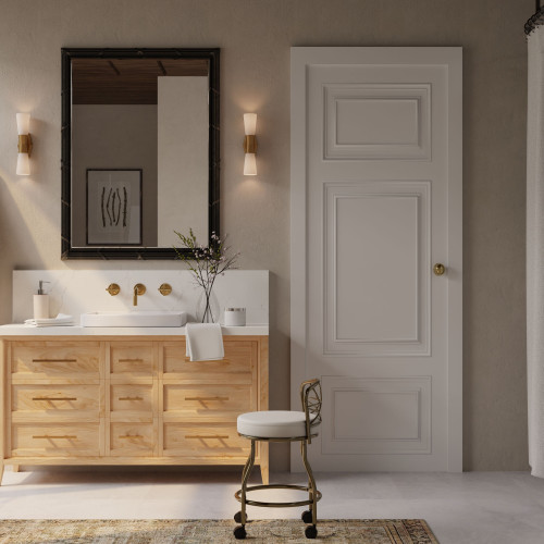 X-Back Vanity Stool with Casters - 27.5" - White and Gold - IMAGE 1