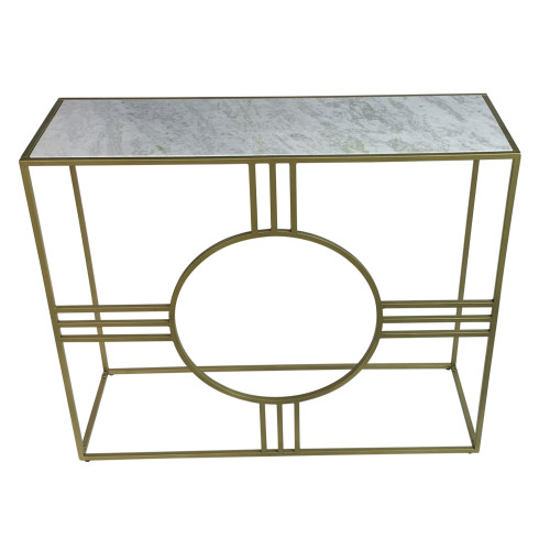 Marble Top Console Table - 36.5" - White and Antique Gold - IMAGE 1
