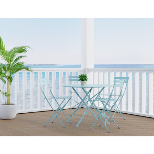 Round Foldable Outdoor Patio Table - 36" - Teal Blue - IMAGE 1
