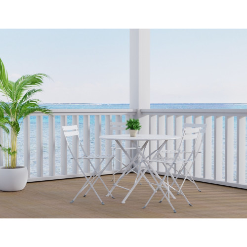 Solid Foldable Round Outdoor Patio Table - 36" - White - IMAGE 1