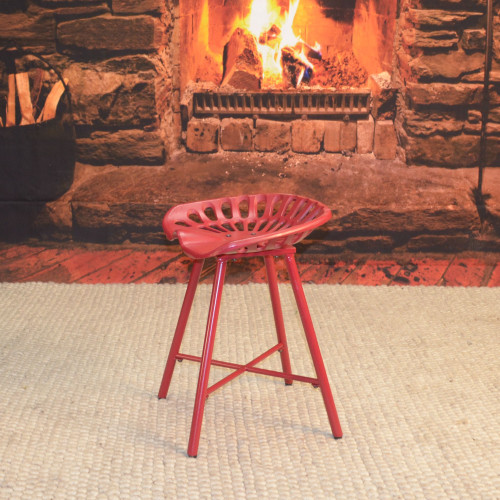 Solid Tractor Seat Iron Stool - 18" - Red - IMAGE 1