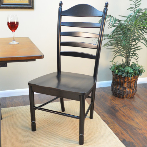 Ladder Back Dining Chair - 42" - Antique Black - IMAGE 1
