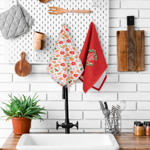 Merry Christmas Kitchen Tea Towels - 26" - Set of 2 - IMAGE 1