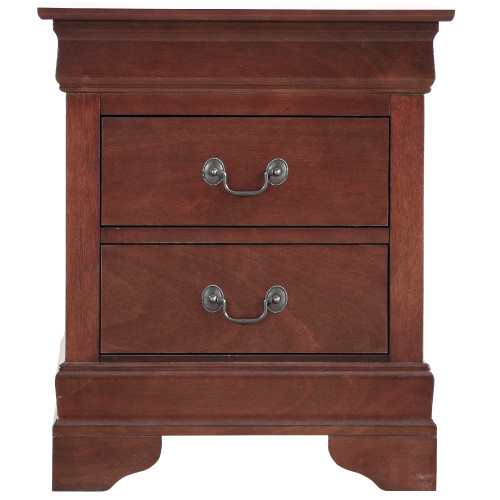 2-Drawer Cherry Finish Wooden Nightstand - 24" - Brown - IMAGE 1