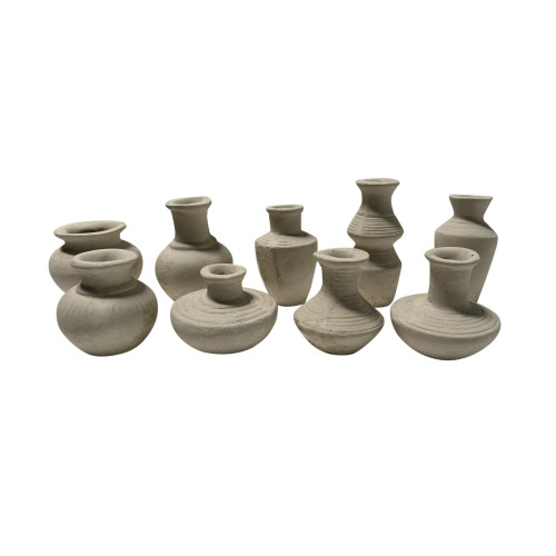Mini Paper Mache Vase - 12.5" - White  - Set of 9 - IMAGE 1