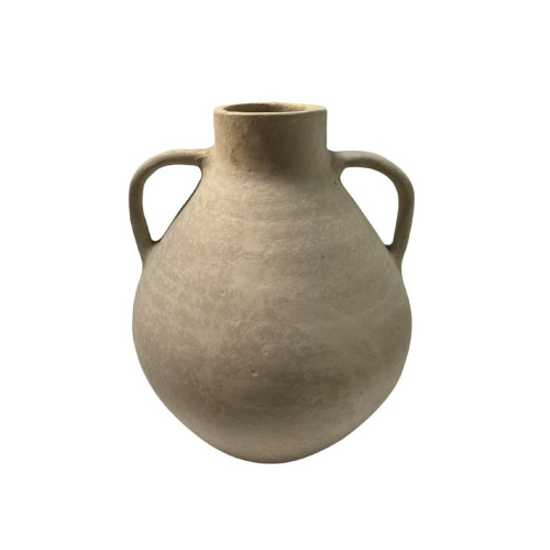 Eco Mix Paper Mache Vase with Handle - 13.5" - White - IMAGE 1