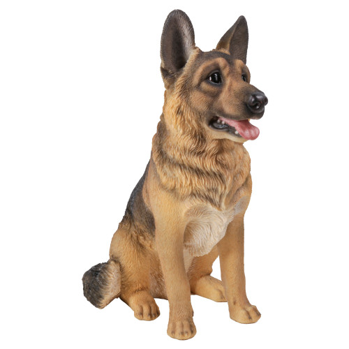 15.5" Small Sitting German Shepherd Outdoor Garden Statue - IMAGE 1