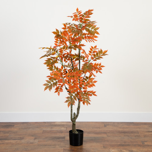 Potted Sumac Artificial Tree - 5' - Orange and Green - IMAGE 1