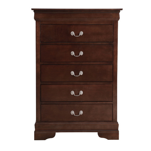 Wooden 5-Drawer Bedroom Chest - 48" - Dark Brown - IMAGE 1
