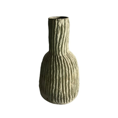 Vertical Striped Paper Mache Vase - 15.75" - IMAGE 1