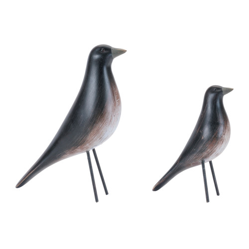 Birds with Metal legs Figurines - 8.5" - Set of 2 - IMAGE 1